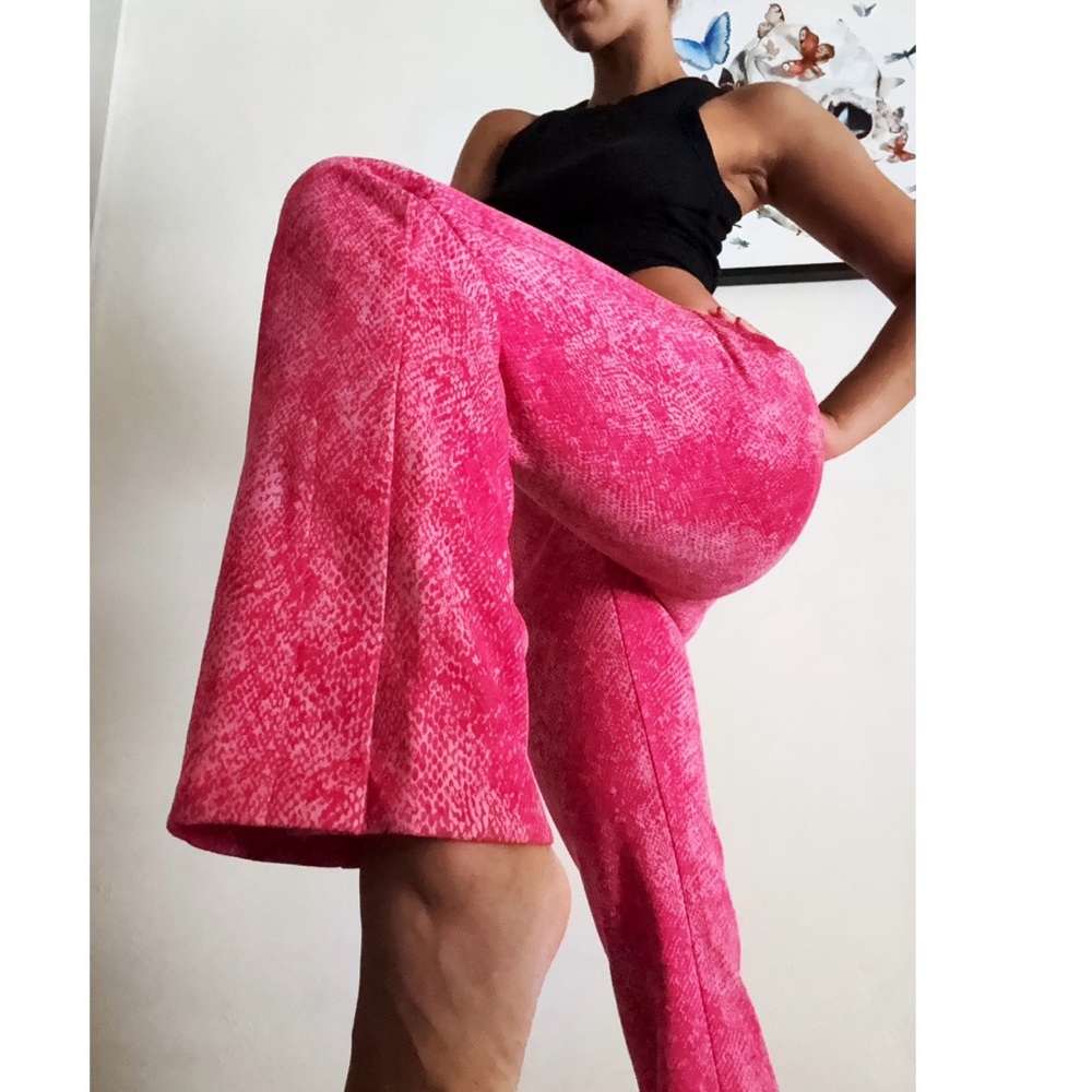 Urban Outfitters Pink Snakeskin print flare pants ｡ ₊°༺❤︎༻°₊ ｡